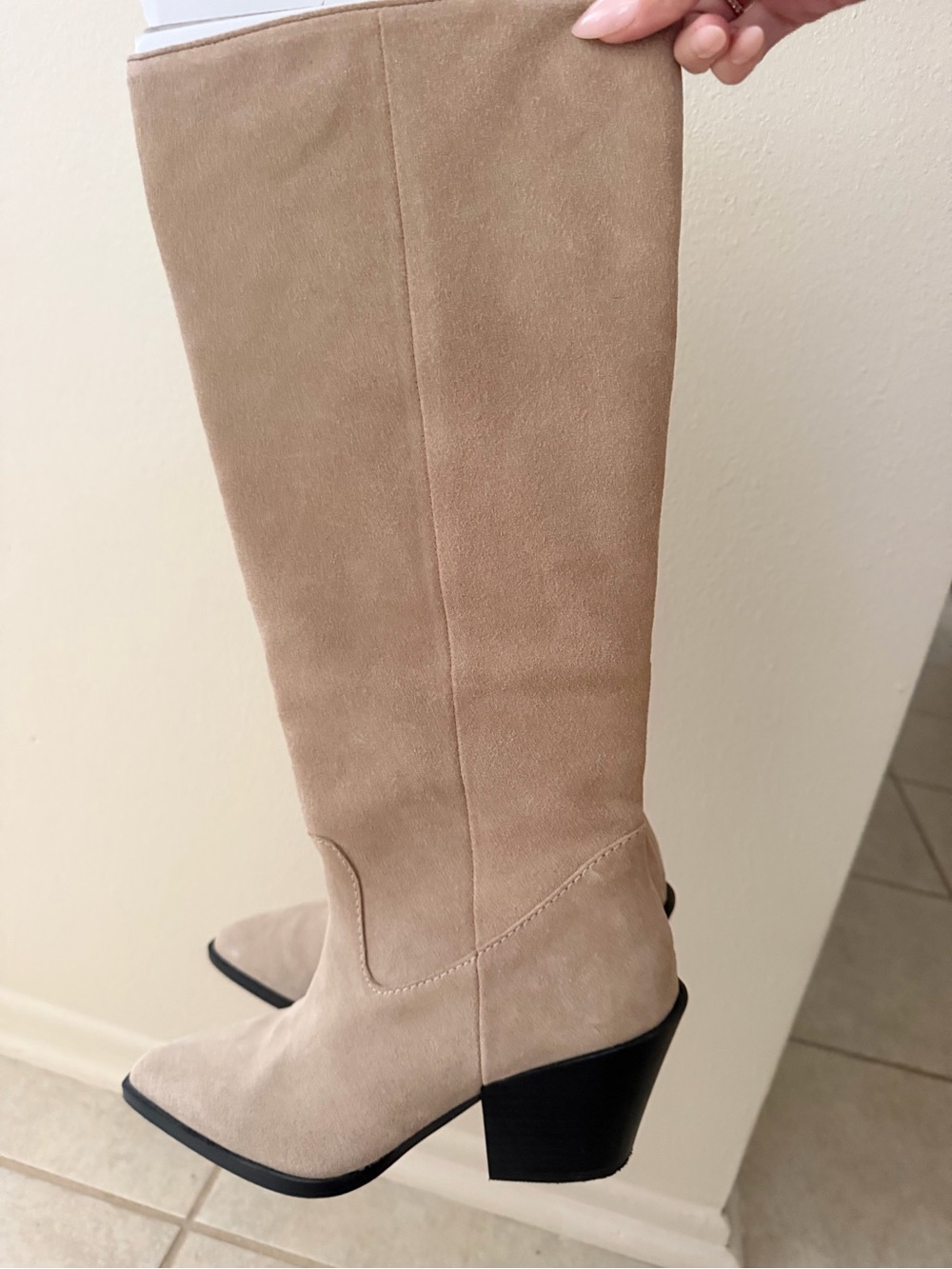 Steve Madden Beige Suede Over-the-Knee Block Heel Boots